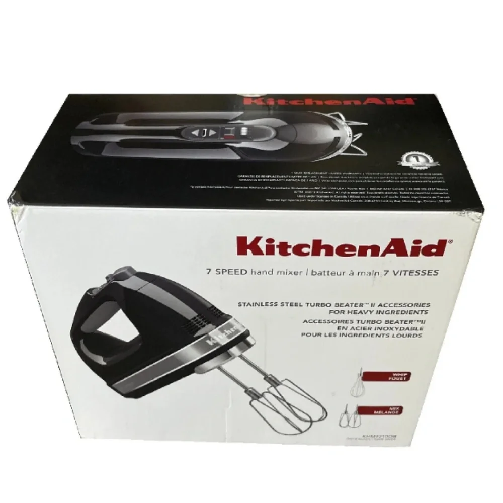 brand new BLACK KitchenAid Soft Start 7-Speed Hand Mixer - Model KHM7210OB